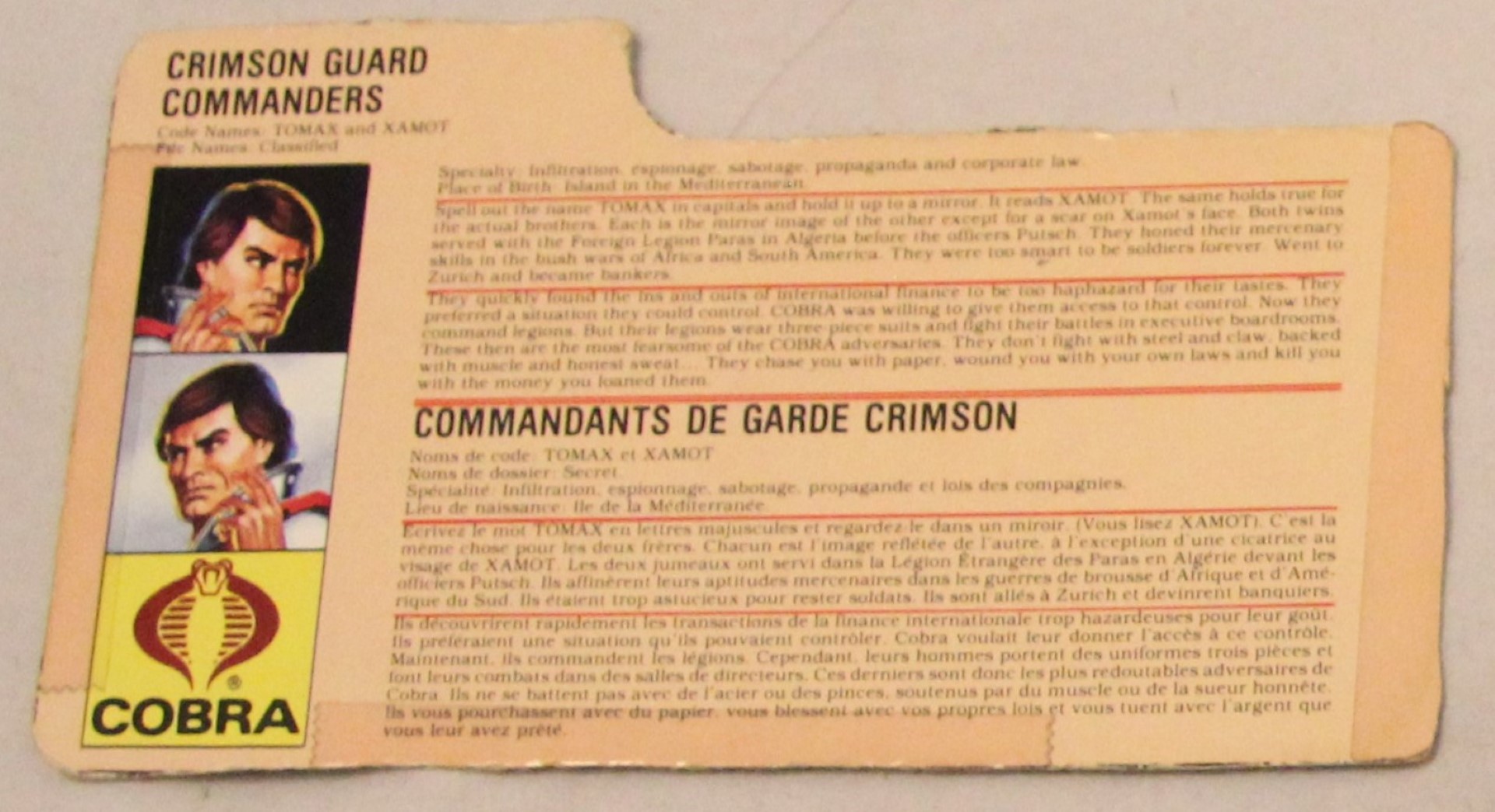 1985 crimson twins file card