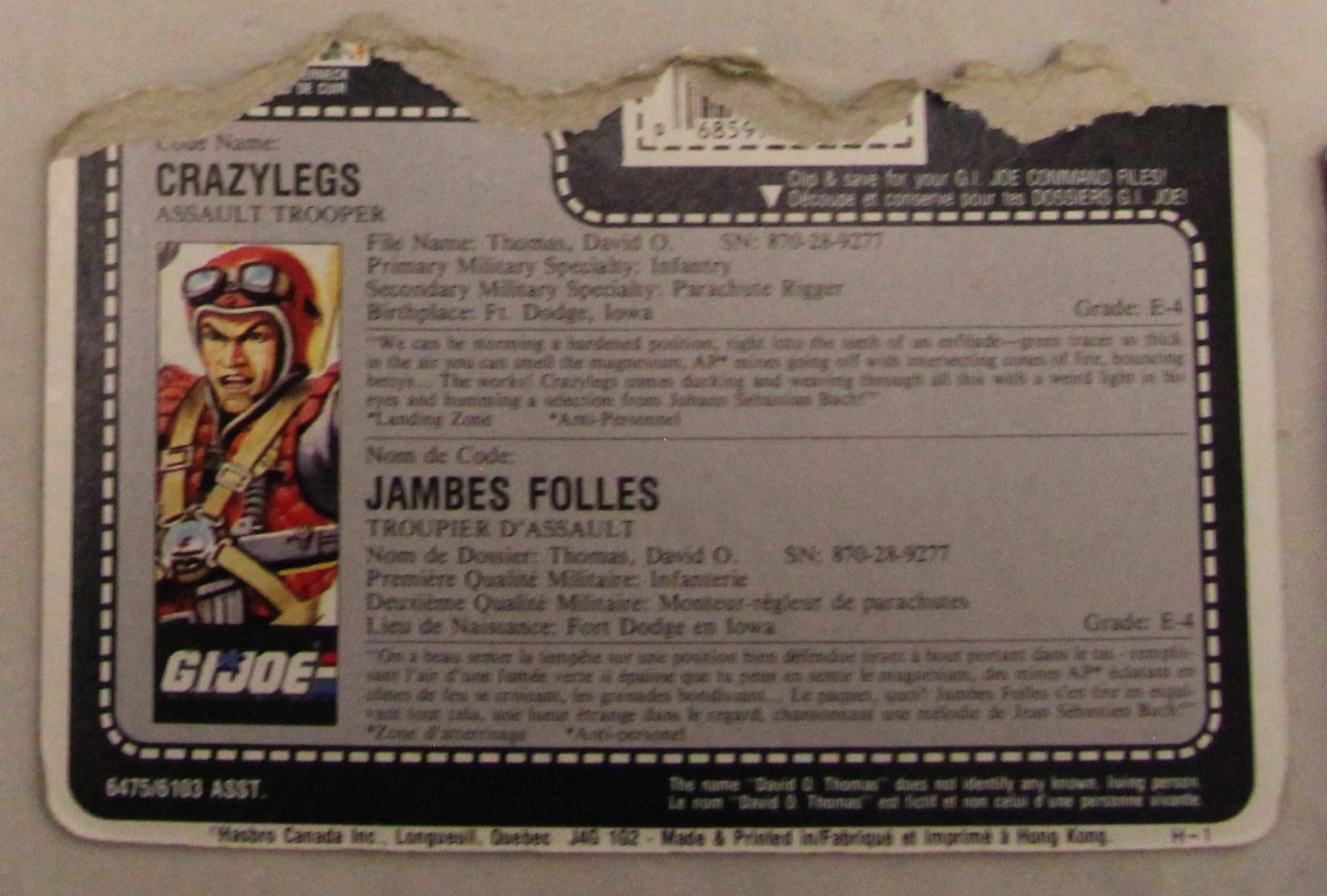 1987 crazylegs file card