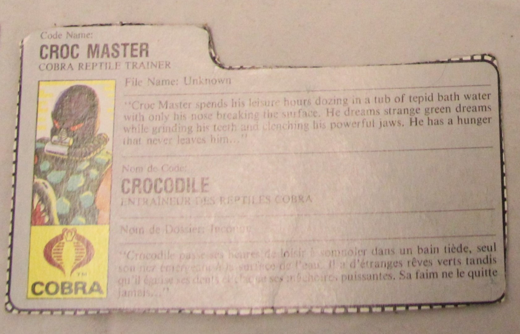 1987 crocmaster file card