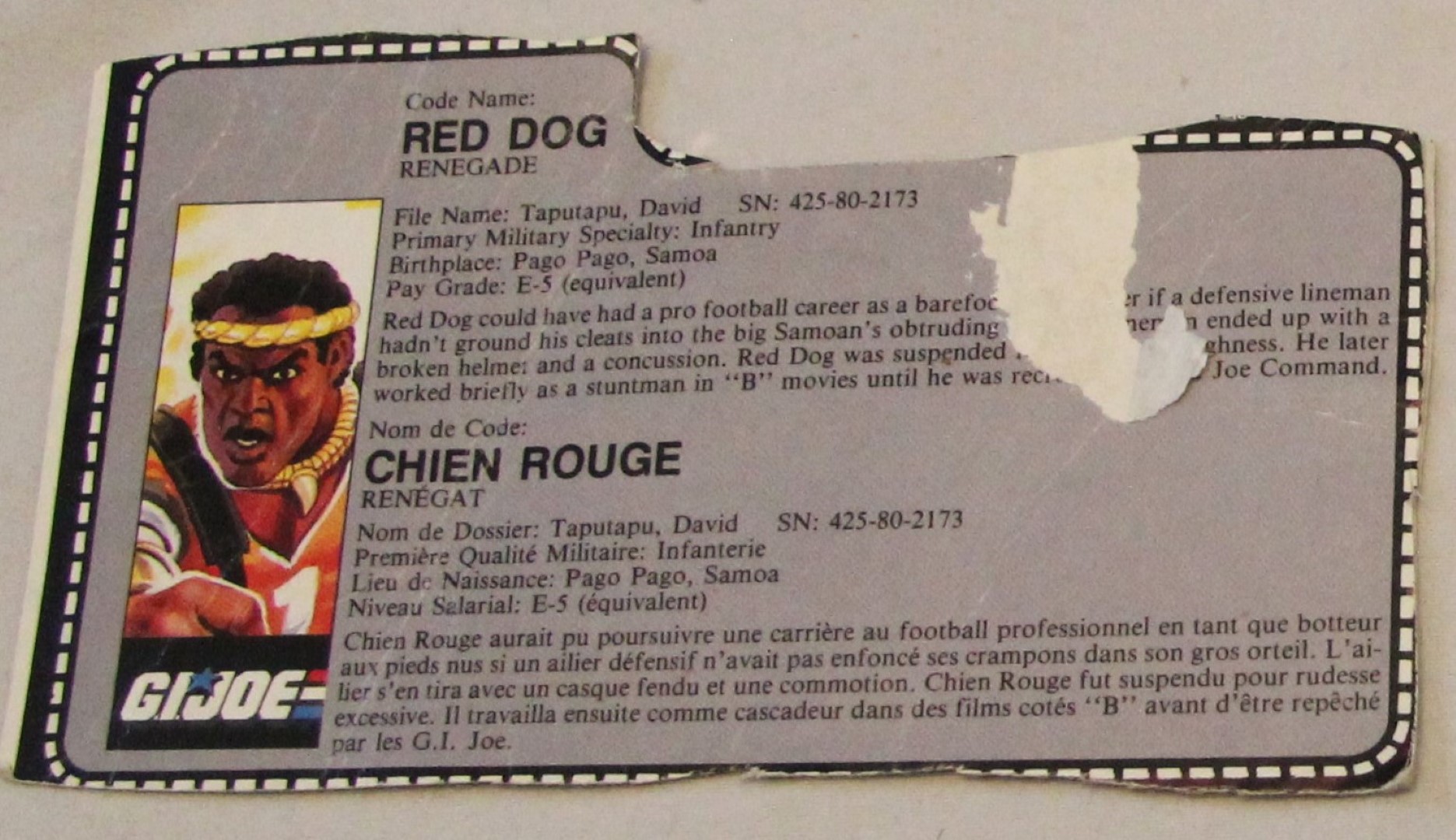 1987 reddog file card