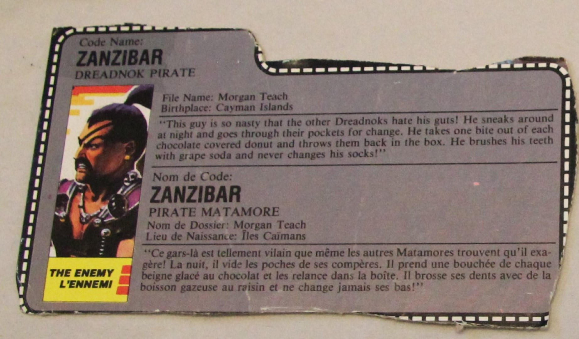 1987 zanzibar file card