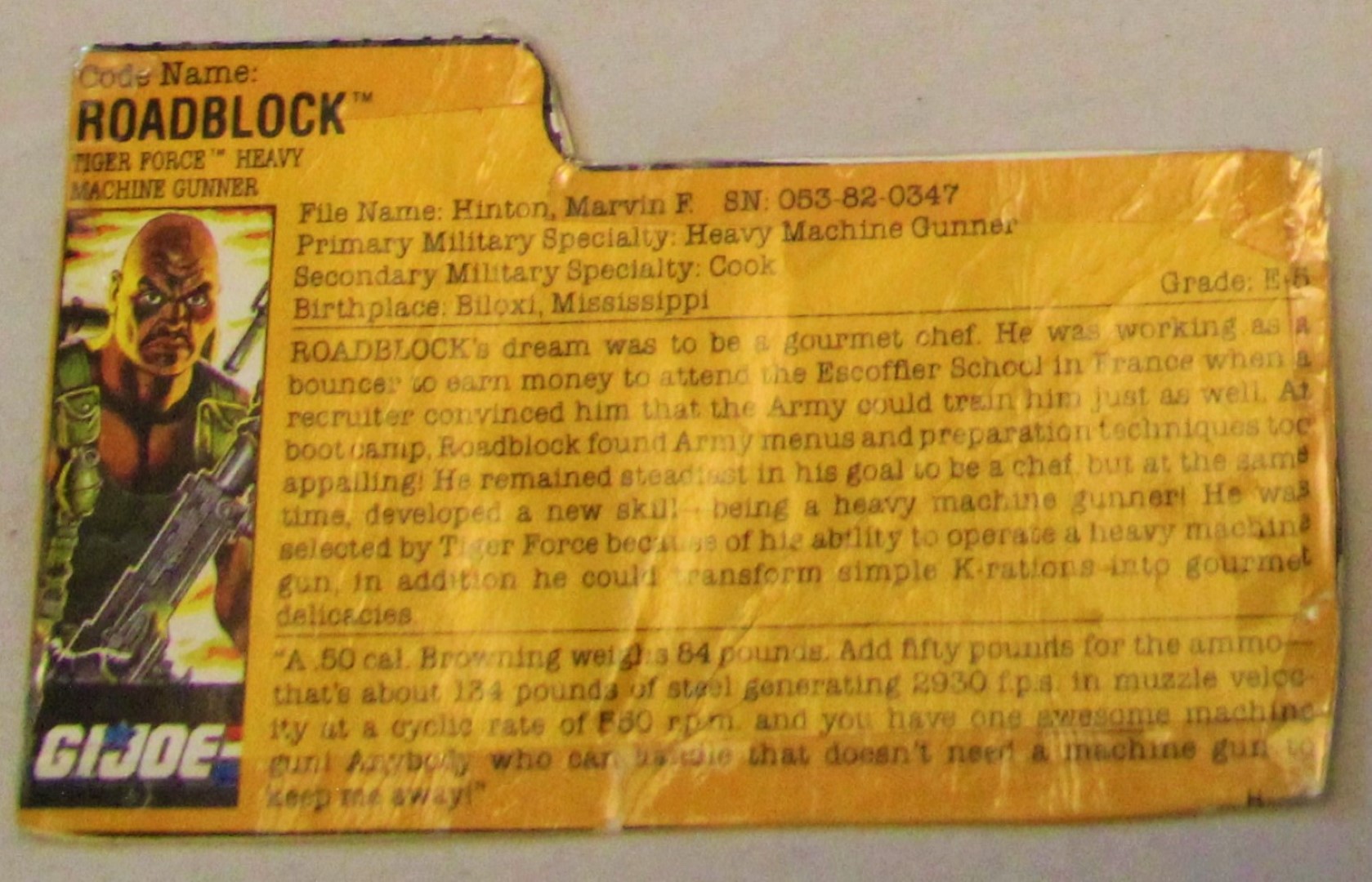 1988 tiger force roadbloack file card