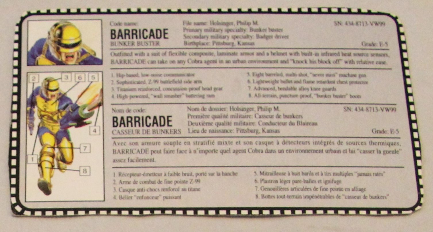 1992 93 barricade file card
