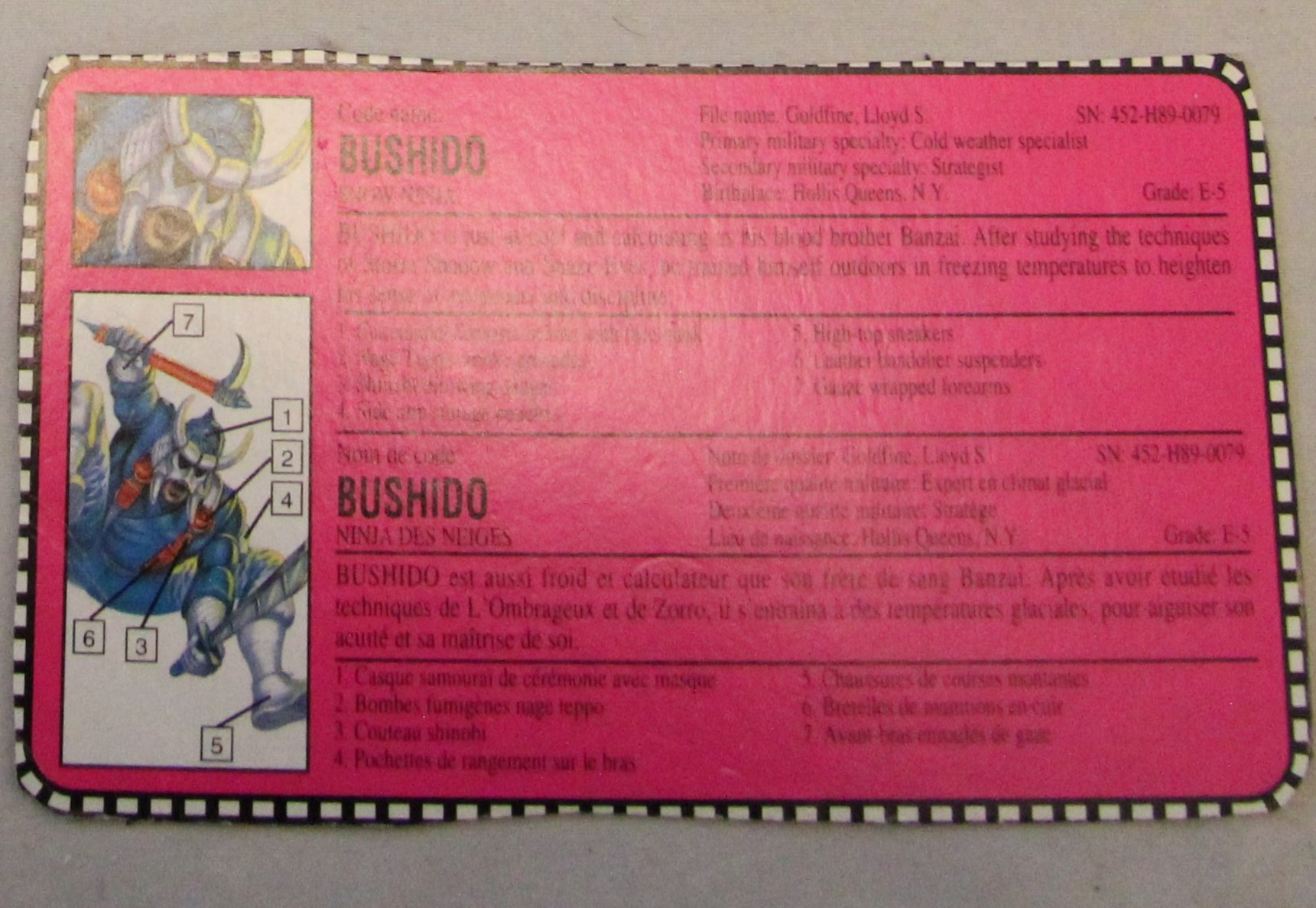 1993 bushido file card