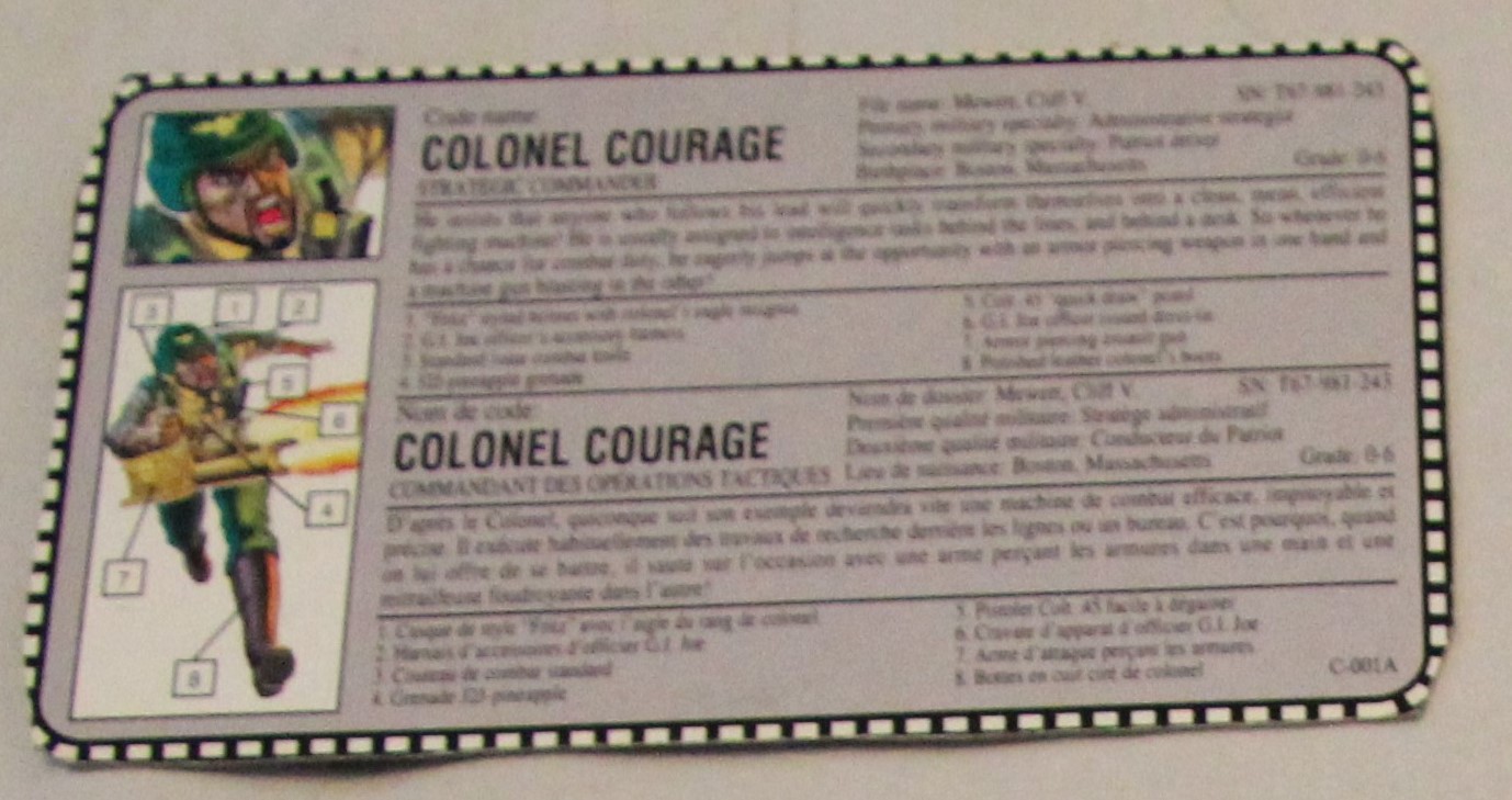 1993 colonel courage file card